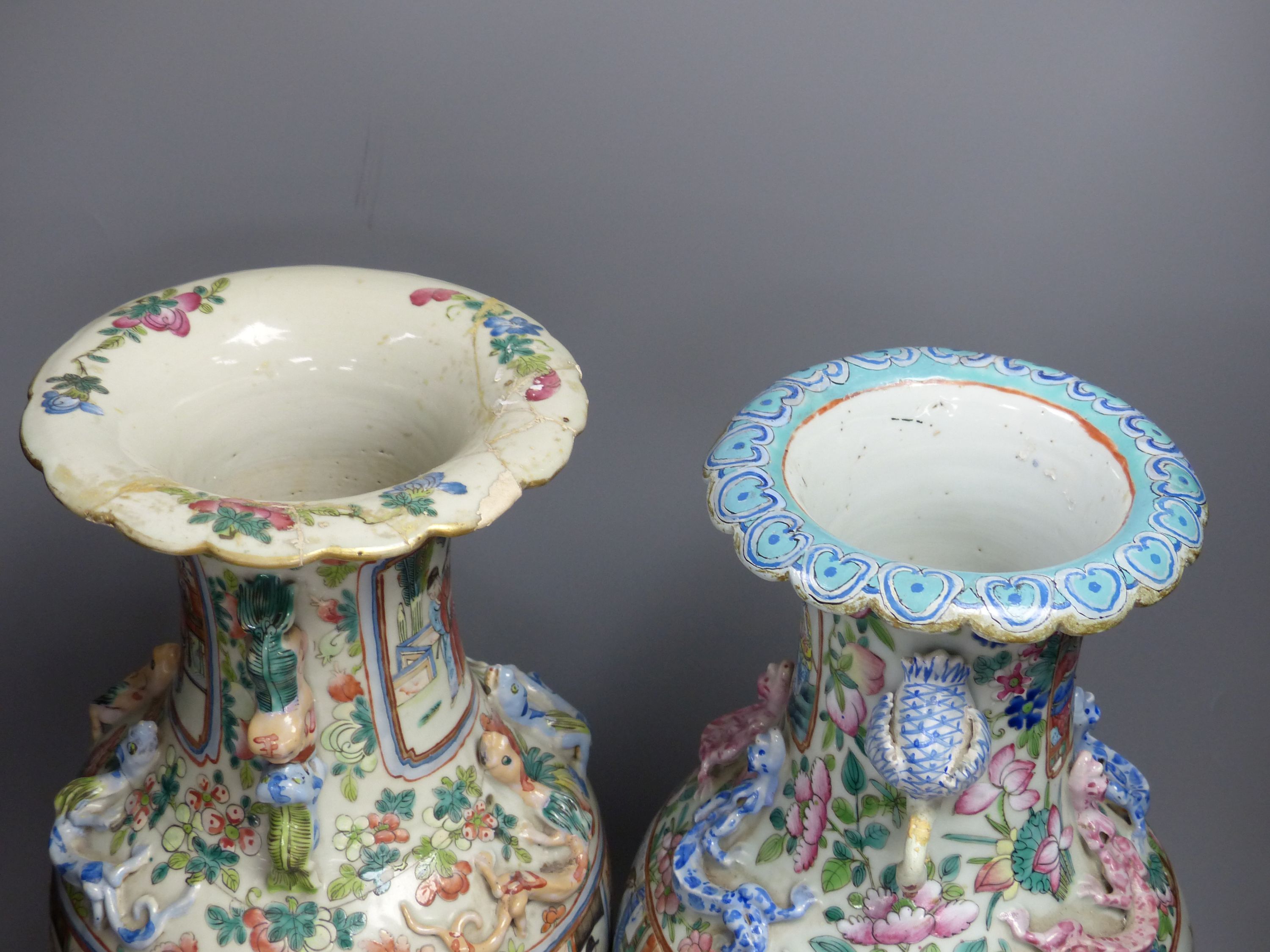 Two 19th century Chinese famille rose vases, tallest 45cm